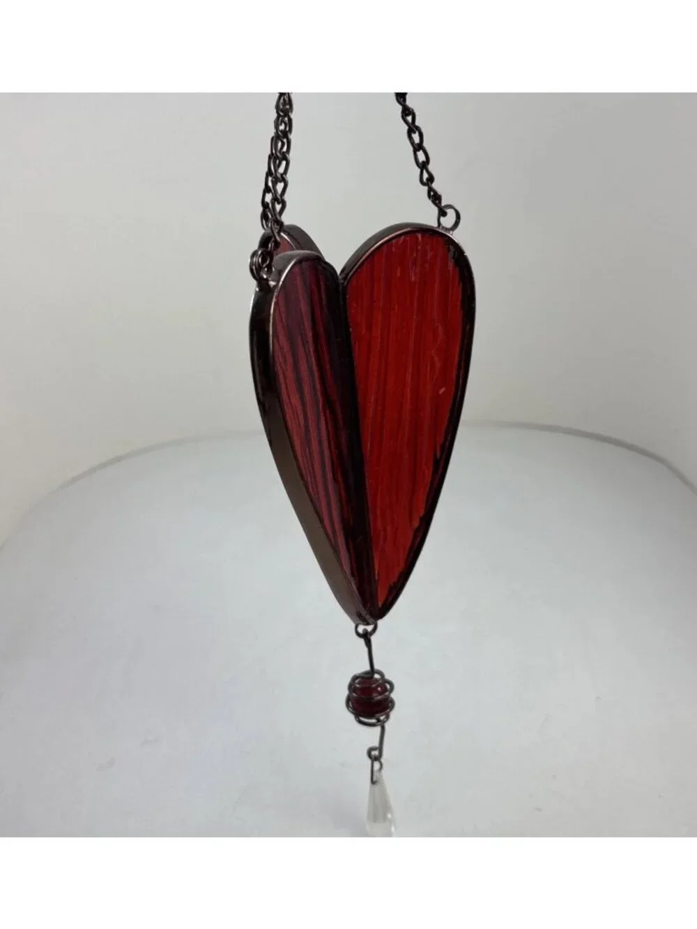 Hanging Glass 3 Dimensional Heart Clear Leaded Stained Glass
